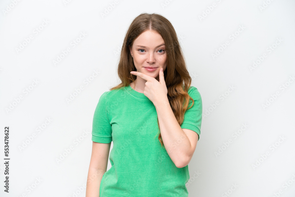 Young pretty woman isolated on white background thinking Young pretty woman isolated on white background thinking