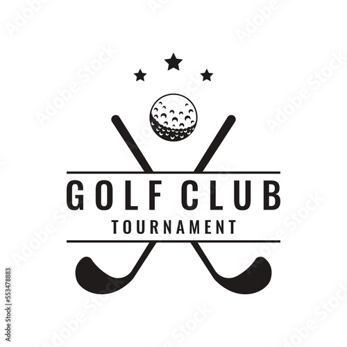 Golf ball and golf club logo design. Logo for professional golf team, golf club, tournament, business, event.
