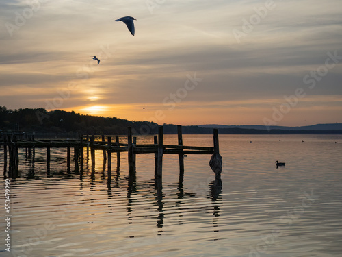 sunset on the lake