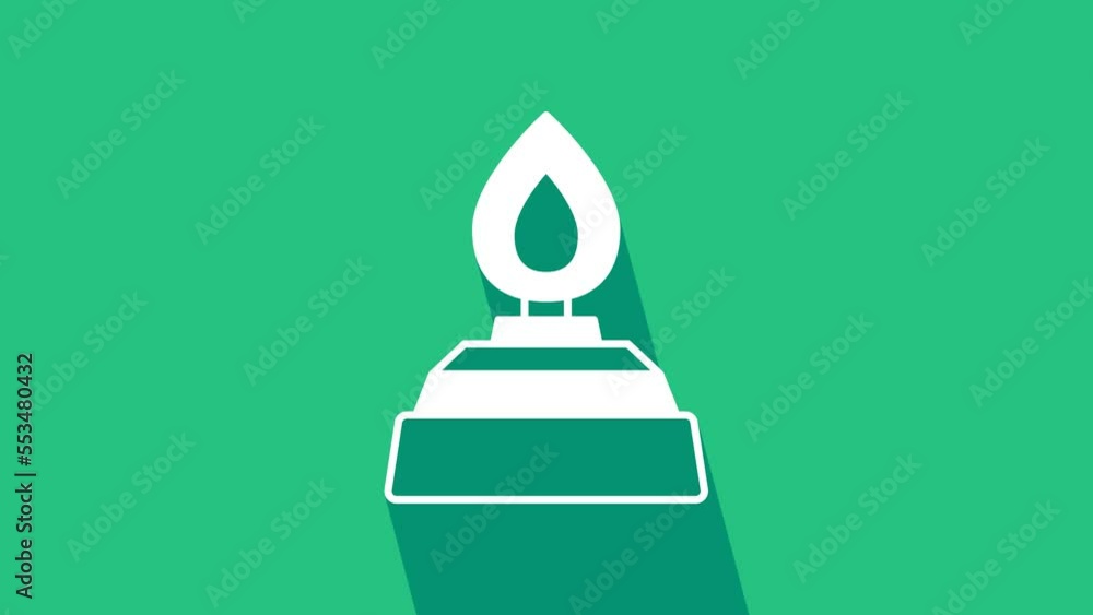 White Alcohol or spirit burner icon isolated on green background. Chemical equipment. 4K Video motion graphic animation