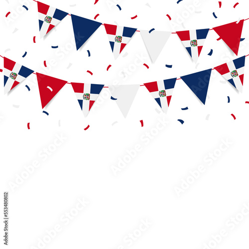 Vector IIlustration of Independence Day in Dominican Republic. Garland with the flag of the Dominican Republic on a white background.
