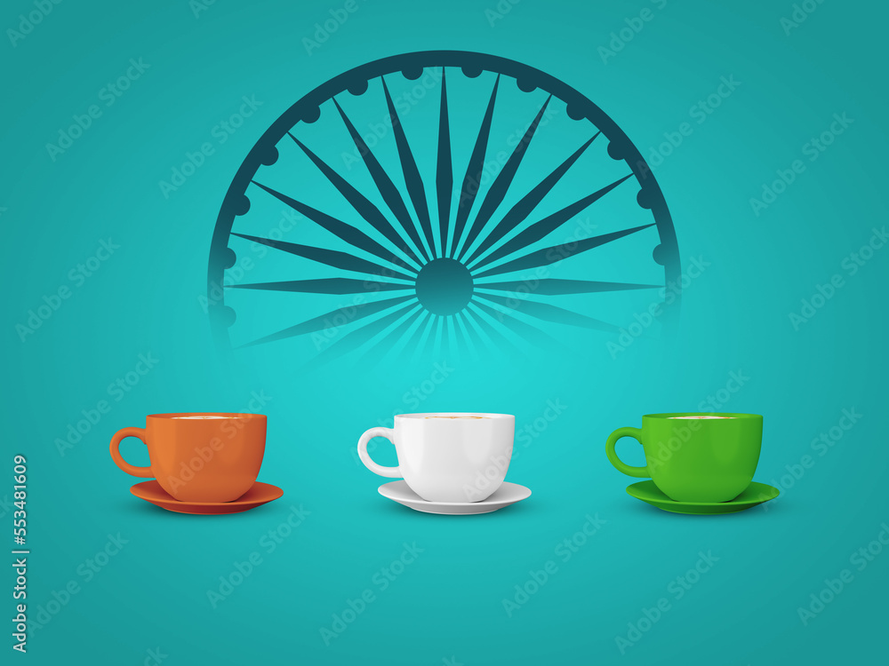 Indian Flags art using tricolor tea cups, republic day celebration