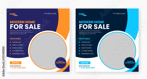 Real estate home sale marketing social media banner post template