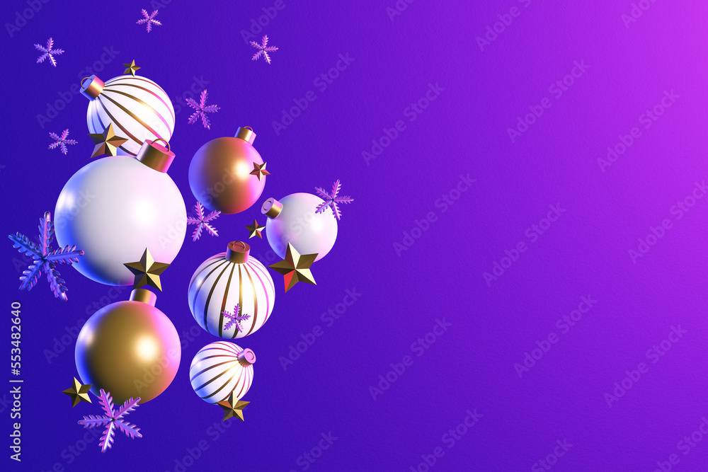 Fototapeta premium 3d render decorated glass ball christmas greeting