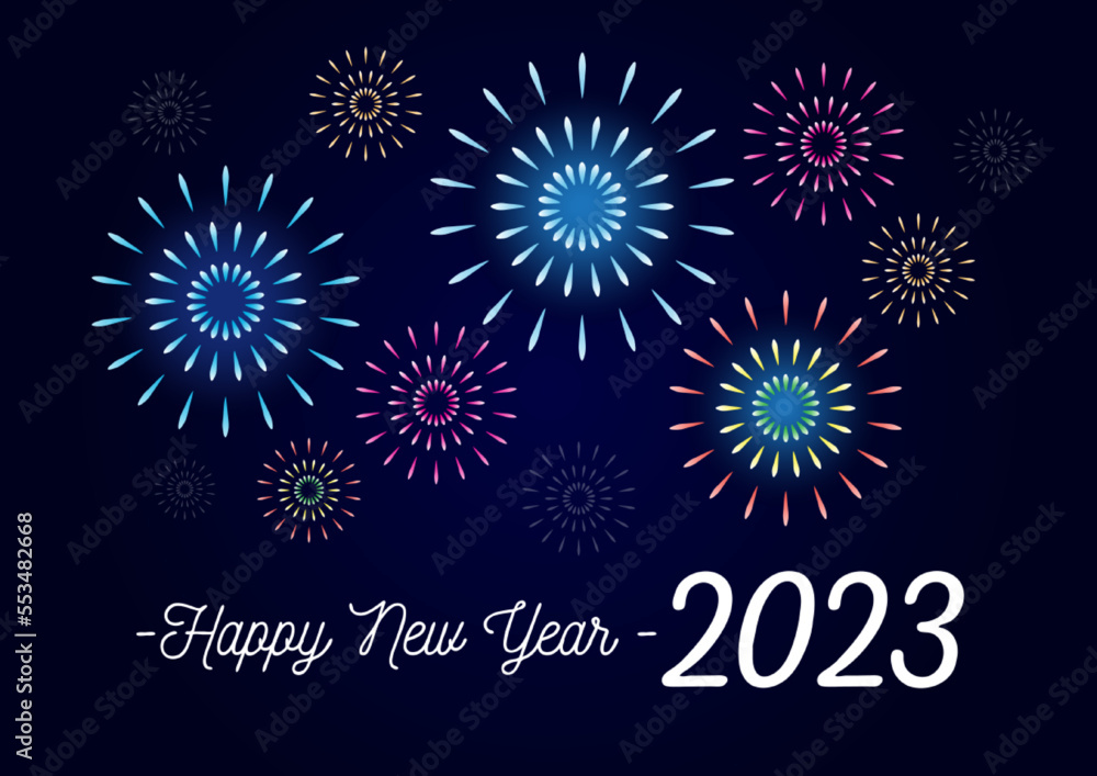 Happy new year 2023 illustration with fireworks Happy new year 2023 illustration with fireworks