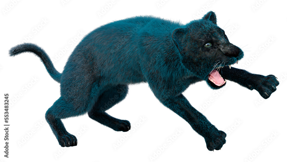 3D Rendering Black Panther on White 3D Rendering Black Panther on White