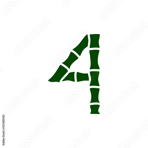 the font of number 4 like a bamboo tree