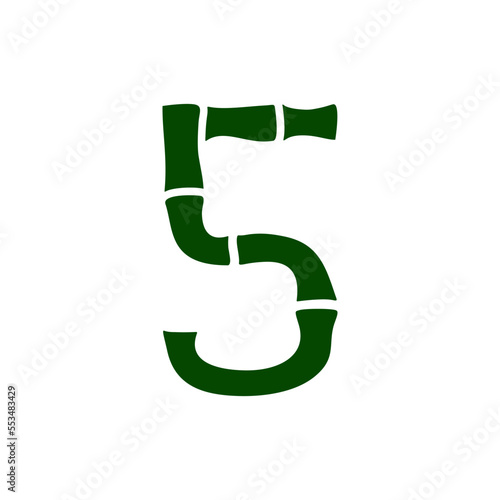 the font of number 5 like a bamboo tree