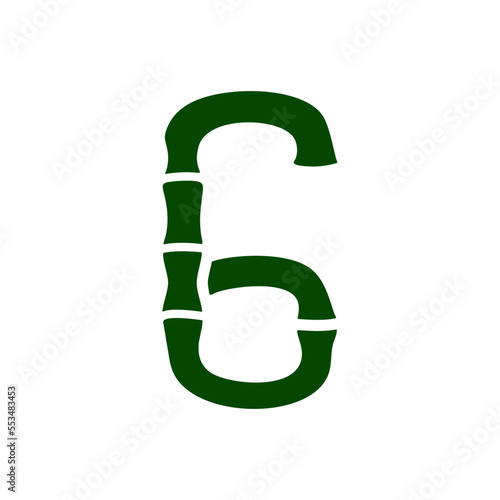 the font of number 6 like a bamboo tree