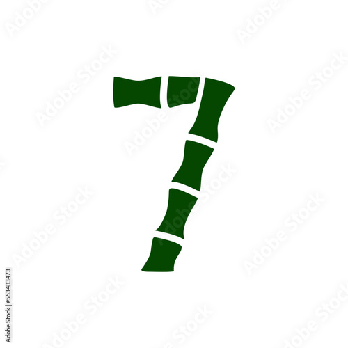the font of number 7 like a bamboo tree