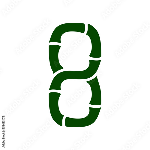 the font of number 8 like a bamboo tree