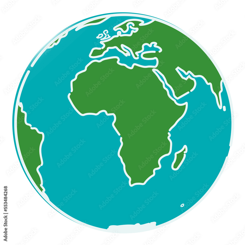 Outline colored blue ocrean green land simple white isolated illustration of planet earth globe, Africa and Europe global map Icon Symbol Outline colored blue ocrean green land simple white isolated illustration of planet earth globe, Africa and Europe global map Icon Symbol