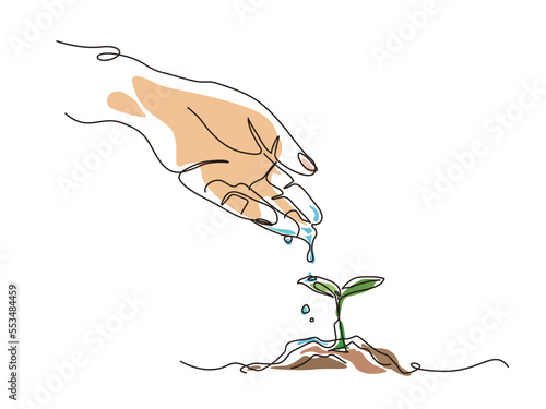 sketch lifestyle A011_water to plant to shows the concept of eco vector illustration graphic EPS 10
