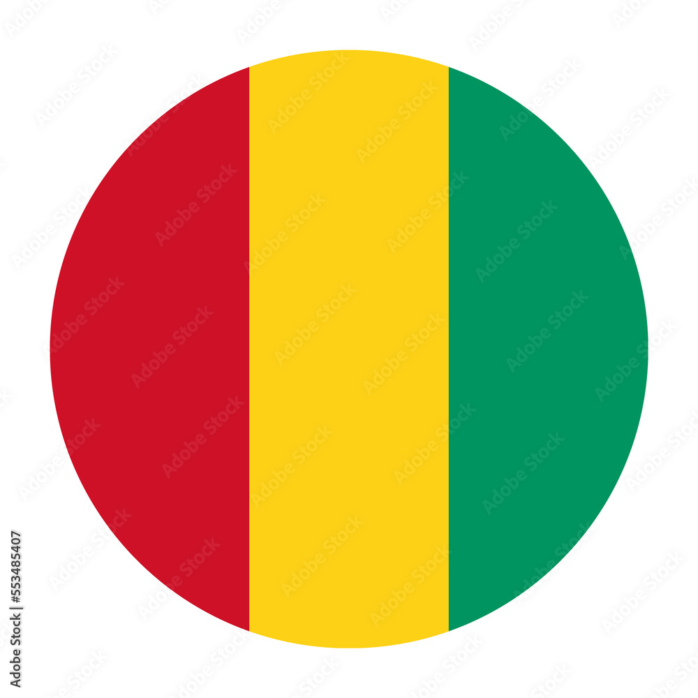 Guinea Flat Rounded Flag with Transparent Background
