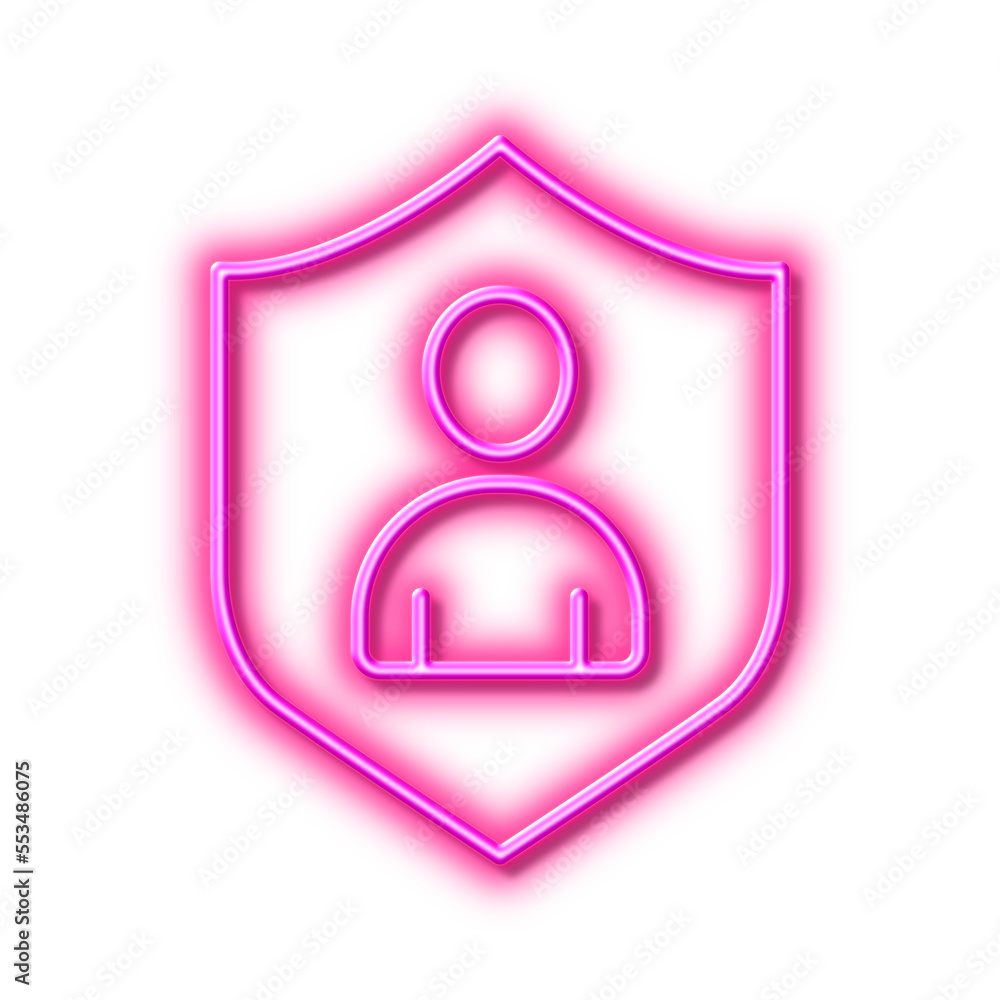 User Protection line icon. Profile Avatar sign. Neon light effect outline icon. User Protection line icon. Profile Avatar sign. Neon light effect outline icon.