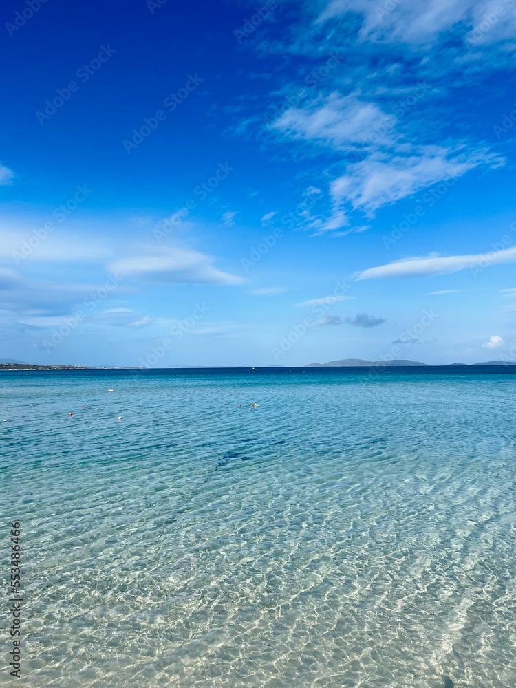 Transparent sea surface, azure sea water, beautiful sea background, sea horizon Transparent sea surface, azure sea water, beautiful sea background, sea horizon