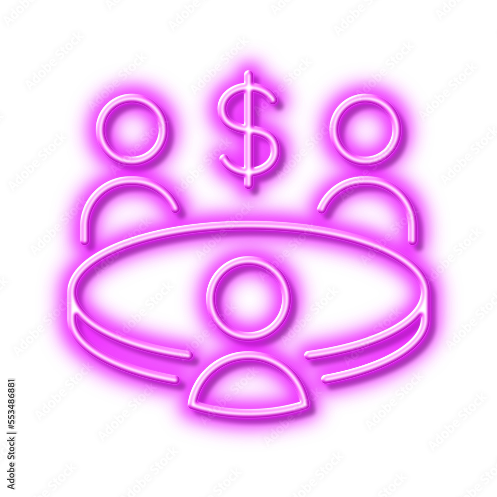Meeting line icon. Business teamwork sign. Neon light effect outline icon.
