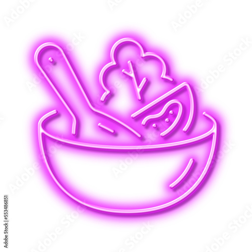 Salad line icon. Vegetable food sign. Neon light effect outline icon.