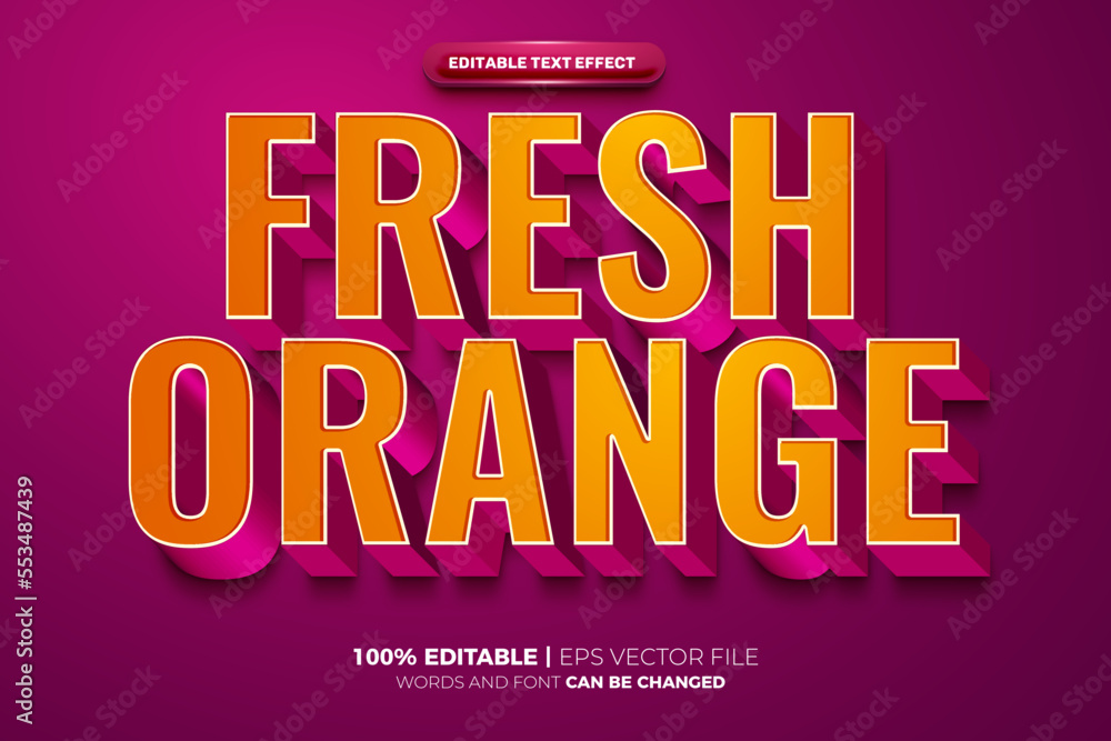 Fresh Purple Orange Bold 3D editable text effect
