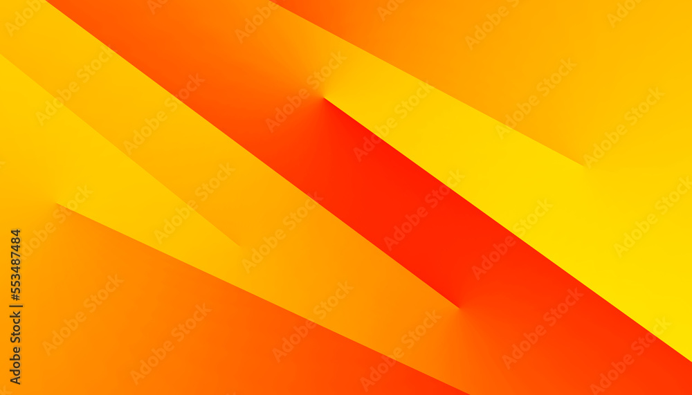 Yellow orange red abstract background for design. Geometric shapes. Triangles, squares, stripes, lines. Color gradient. Modern, futuristic. Colorful. Bright. Web banner.