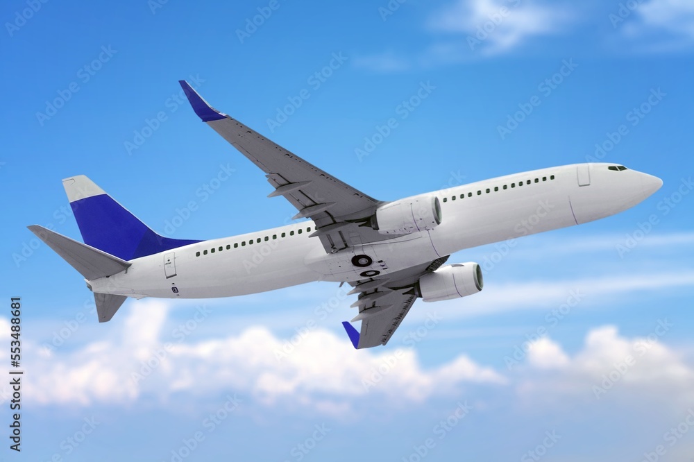 Passenger modern new plane in sky