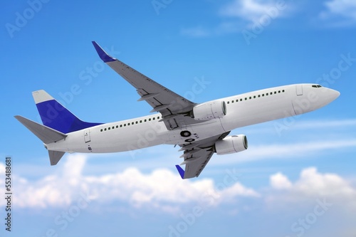Passenger modern new plane in sky