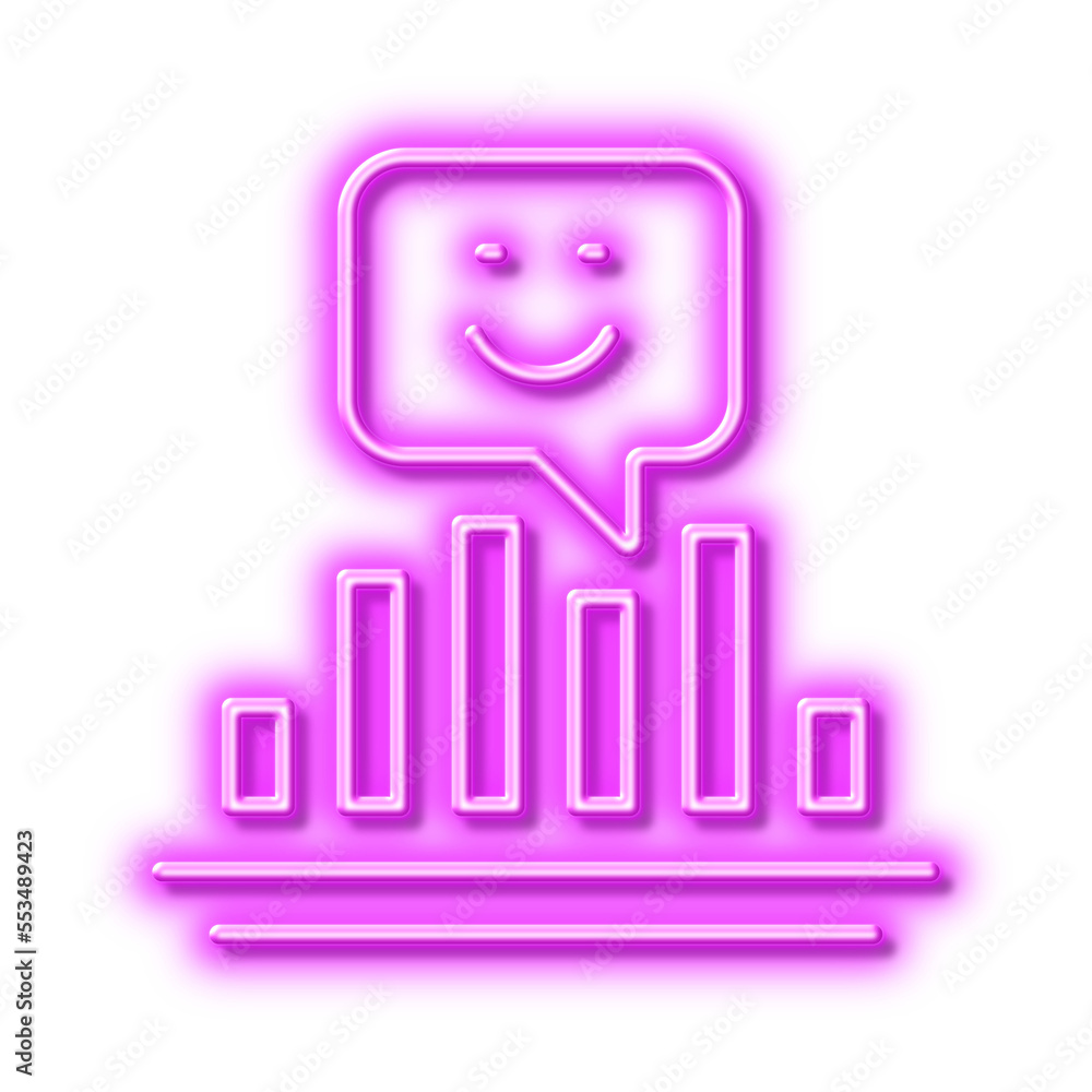 Smile chart line icon. Positive feedback rating sign. Neon light effect outline icon.