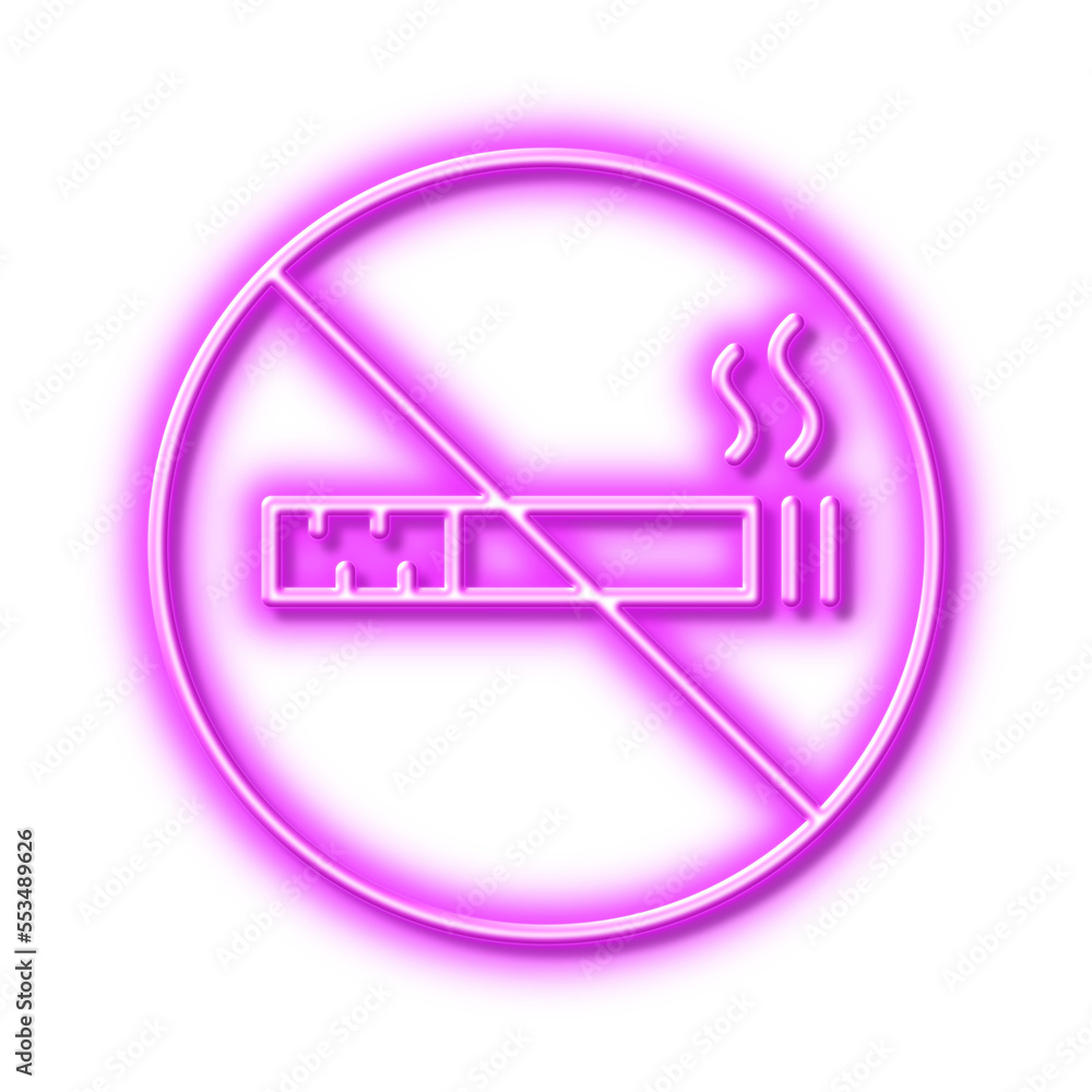 No smoking line icon. Stop smoke sign. Hotel service. Neon light effect outline icon. No smoking line icon. Stop smoke sign. Hotel service. Neon light effect outline icon.