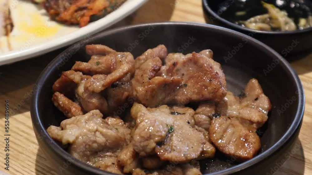 Grilled Wagyu Steak on Charcoal at Korean BBQ Grilled Wagyu Steak on Charcoal at Korean BBQ
