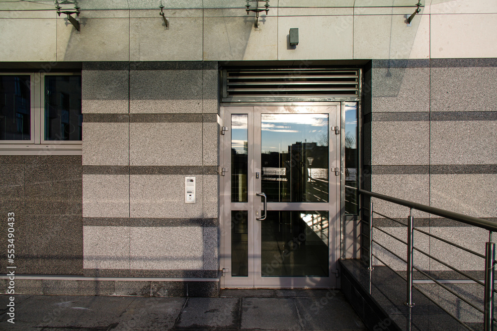 Door of new modern office or residential building