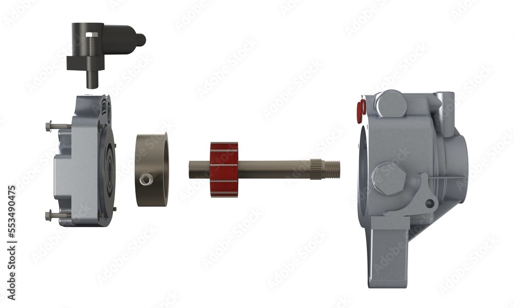 Automotive power steering pump 3D rendering isolated on white background Automotive power steering pump 3D rendering isolated on white background