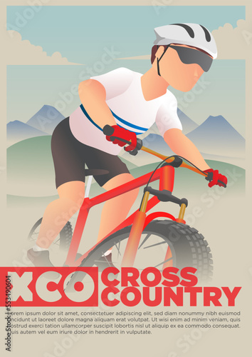 cross country XCO cycling event vintage style poster vector illustration photo