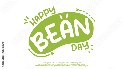 Happy bean day typography vector flat style. Suitable for poster, cover, web, social media banner.