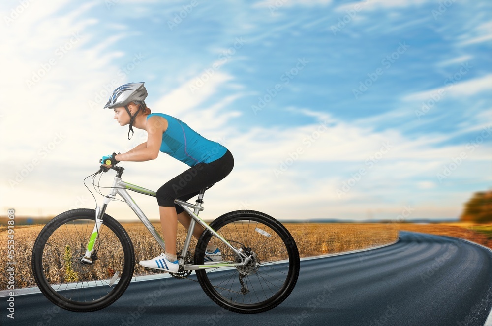 young happy sporty cyclist outdoor young happy sporty cyclist outdoor