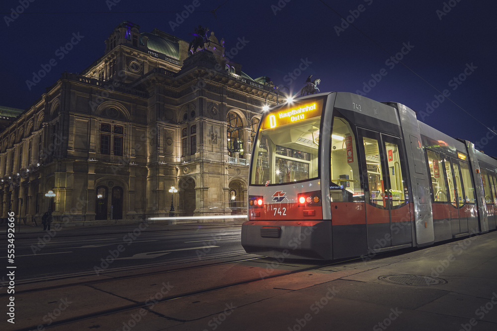 Tramway in front of the vienna state opera