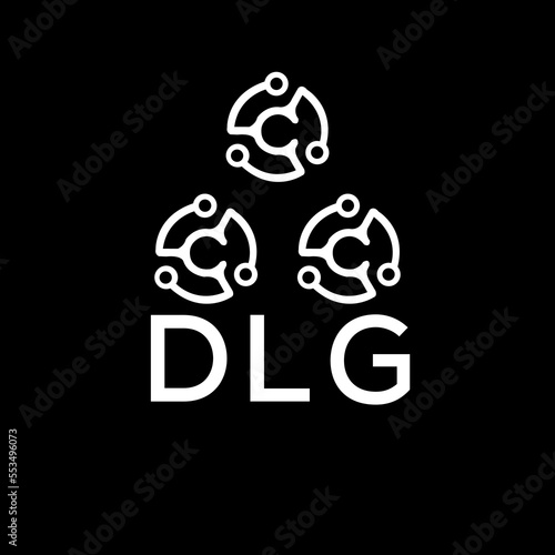 DLG letter logo. DLG best black background vector image. DLG Monogram logo design for entrepreneur and business.
 photo