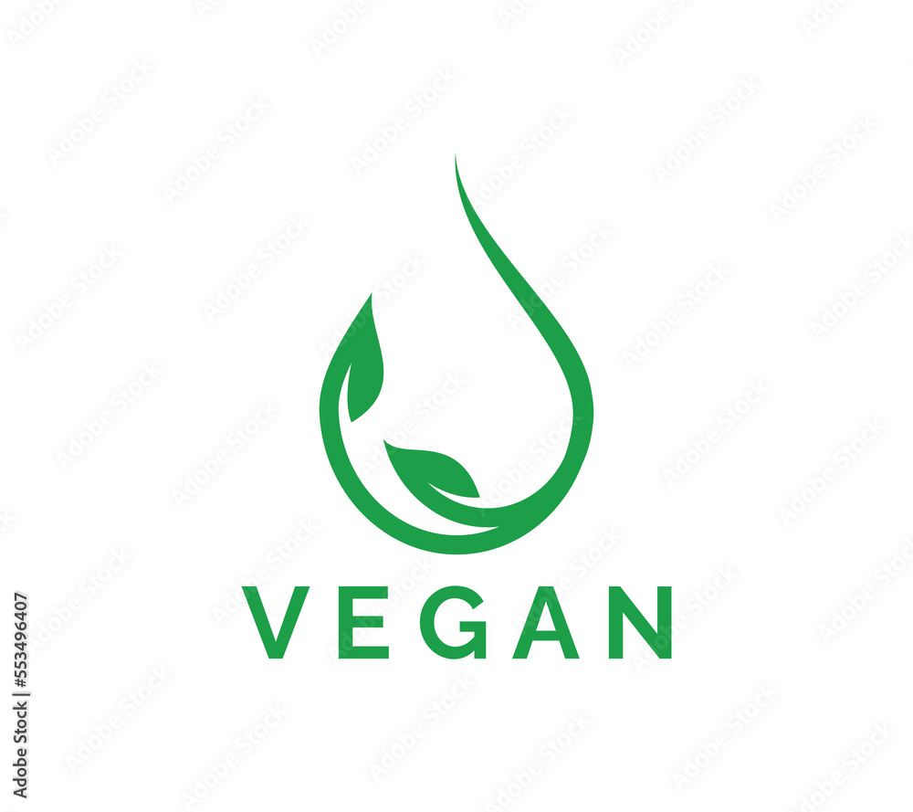 Vegan logo design on white background, Vector illustration. Vegan logo design on white background, Vector illustration.