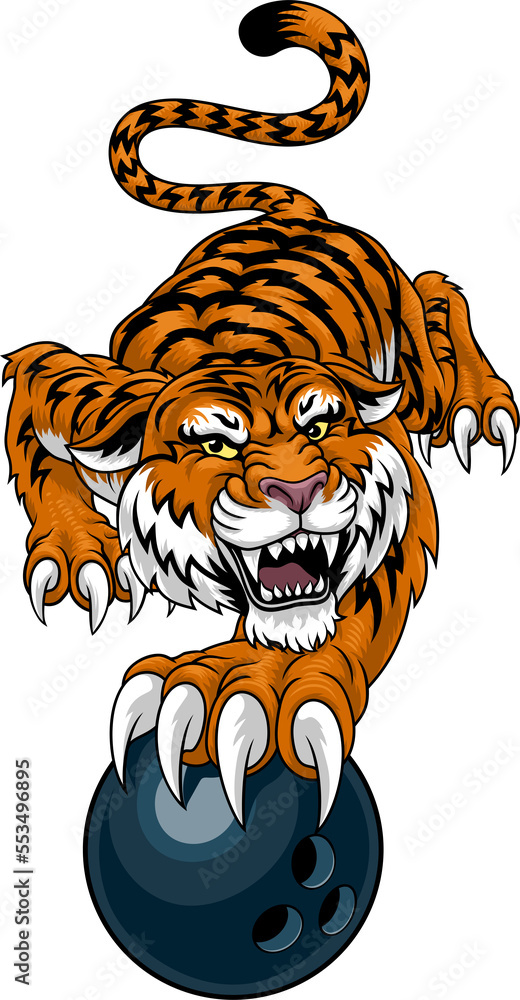 Tiger Bowling Ball Animal Sports Team Mascot Stock Illustration | Adobe