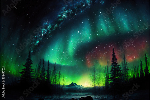 Northern Nebula Lights, Generative AI, Composite © E 