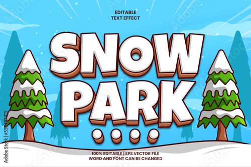 Snow Park editable text effect Flat cartoon style