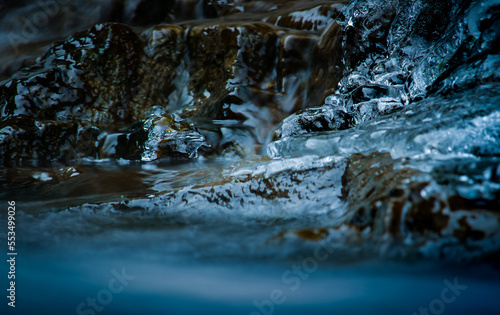 water flowing into the ice