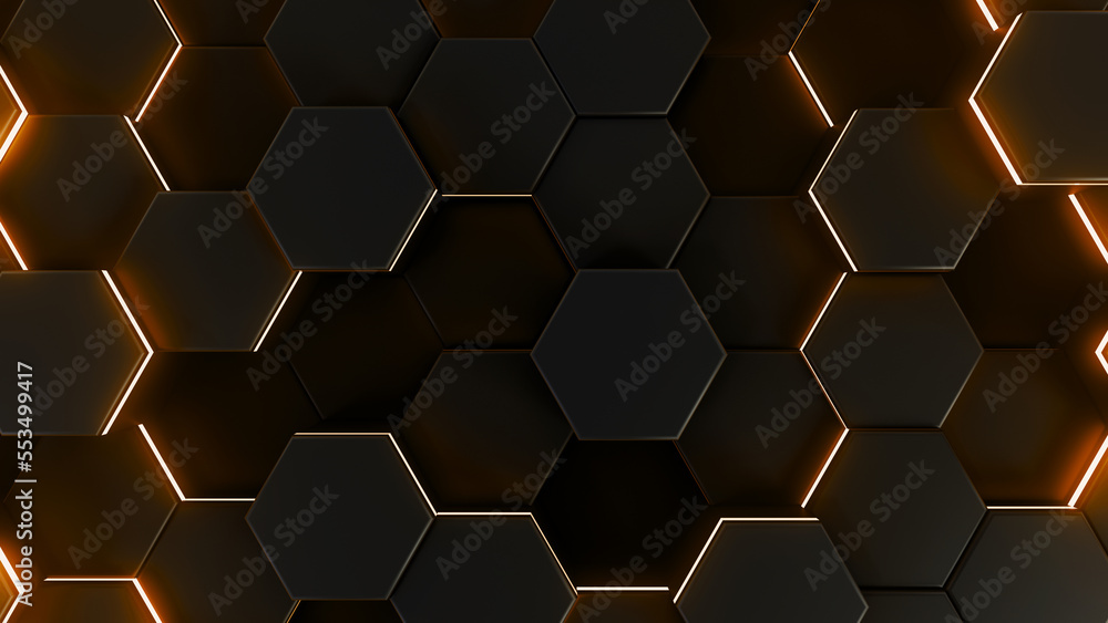 Digital background of the hexagon. Beautiful 3D render of geometry element Digital background of the hexagon. Beautiful 3D render of geometry element