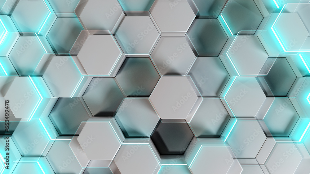 Digital background of the hexagon. Beautiful 3D render of geometry element Digital background of the hexagon. Beautiful 3D render of geometry element