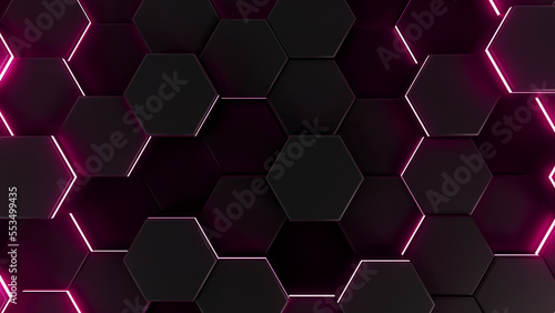 Fototapeta Naklejka Na Ścianę i Meble -  Digital background of the hexagon. Beautiful 3D render of geometry element