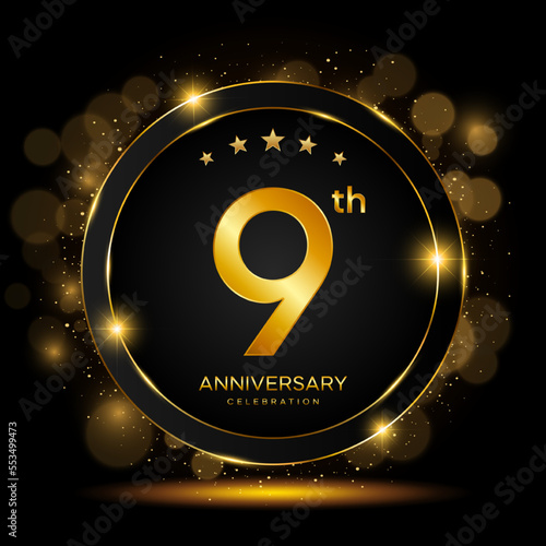9th Anniversary Celebration. Golden Anniversary Template Design. Logo Vector Illustrations