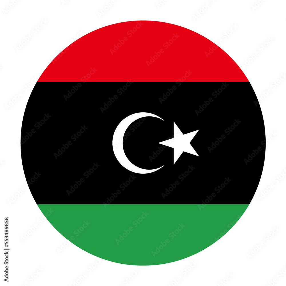 Libya Flat Rounded Flag with Transparent Background
