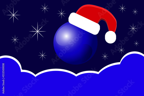 Christmas sphere isolated on night sky with stars