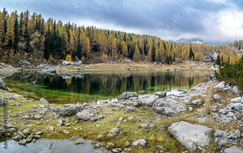 Dvojno jezero  Double lake  in Valley of seven lakes  Slovenia