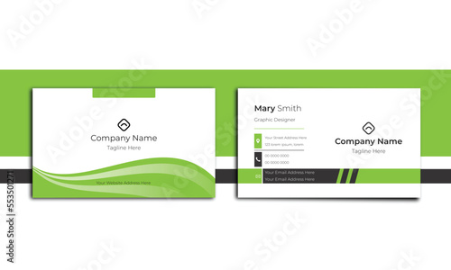 Modern carve business card design. Digital soft green business card vector design. Trending and carve stylish business card design.