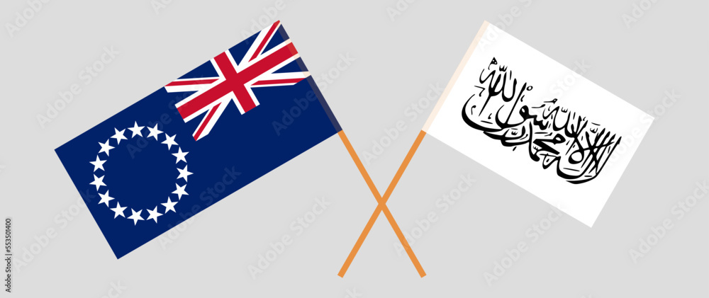 Taliban Cook Crossed flags of Cook Islands and Taliban. Official colors. Correct ...